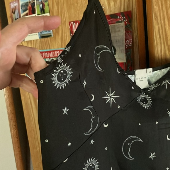 Skinny Dip London ASOS Celestial Sun and Moon tie strap black slip dress Size 6 - Picture 5 of 13